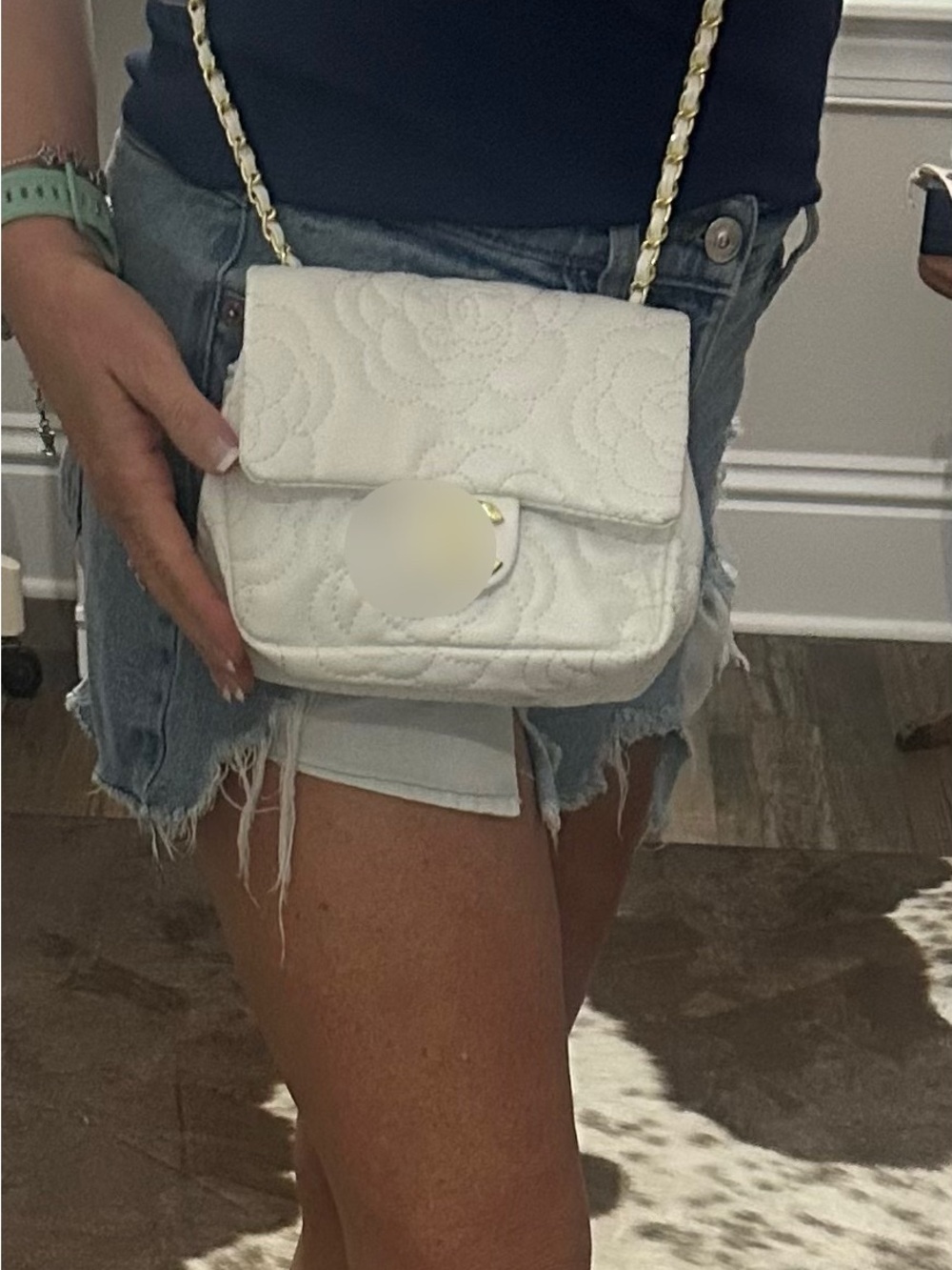 Gorgeous floral white logo purse with gold hardware
